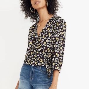 🆕️ Madewell French Floral V-Neck & Side Strings Blouse. NWT